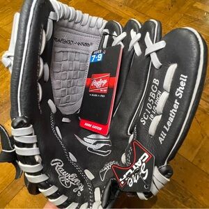 Rawlings Black and White Leather Baseball Glove, Right Handed, Ages 7-9 NWT